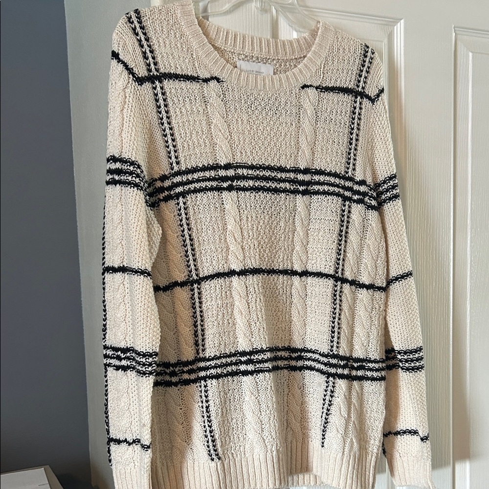 Classic Black and Cream Cable Knit Sweater